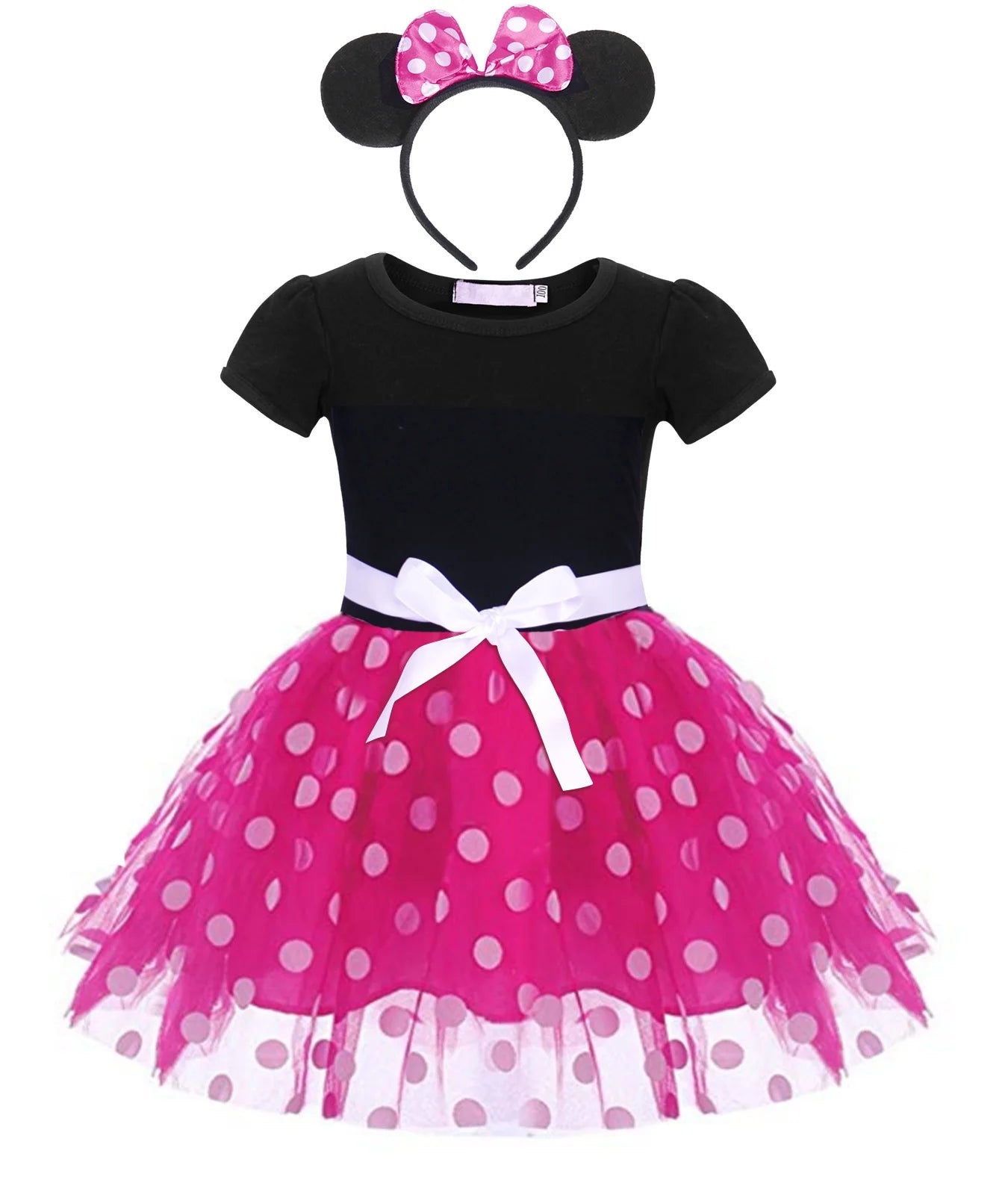 Minnie Mouse Costume Girls Dress up Princess Toddler Cute Polka Dots Fancy Minnie Mouse Dresses up Bowknot Tutu Tulle Cosplay Birthday Party Baby Girl Costume with Headband 120 CM